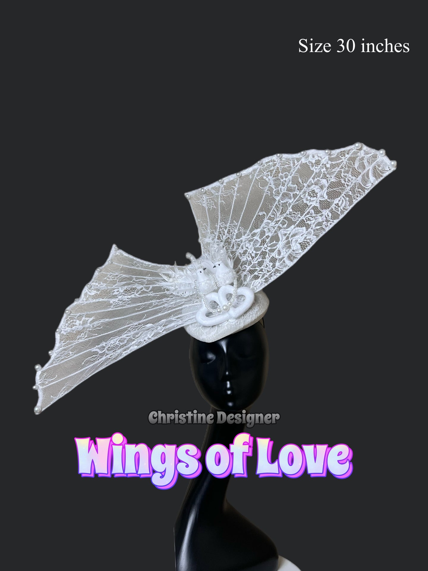 WINGS OF LOVE - wedding/ bridal  hat, pearl hat