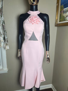 Rose Halter Cocktail Dress in Pink