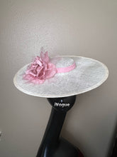 Load image into Gallery viewer, Christine hat sins may dusty pink flower. Hat from Christine Designer, Christine Kennedy
