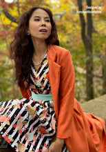 Load image into Gallery viewer, Audrey coat in Tweed patterns Orange  free matching pink dress size XS
