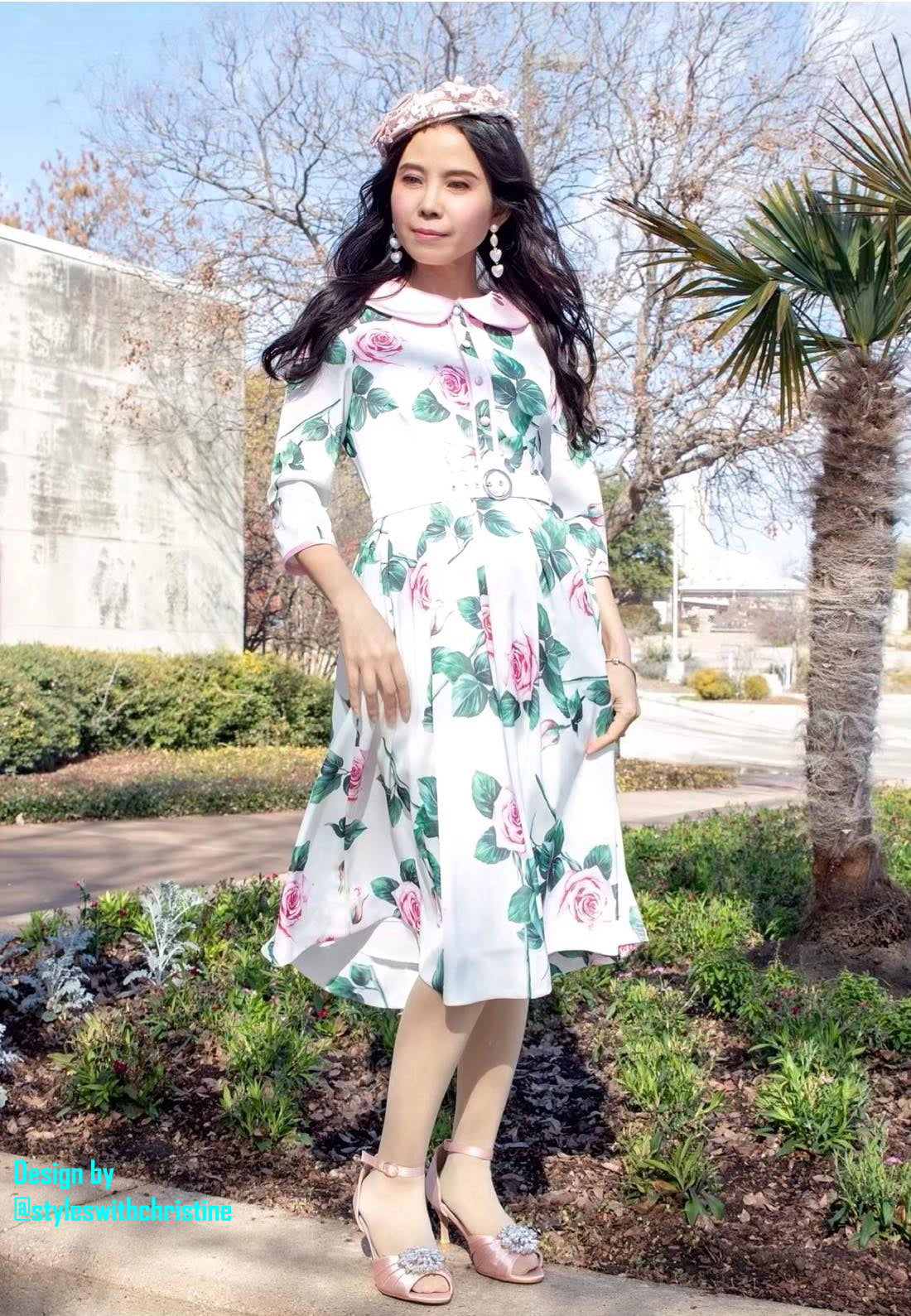 Kennedy Dress in Roses Silk size S - Shop women style vintage, Audrey Hepburn jackets online -Christine