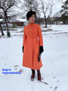 Audrey coat in Tweed patterns Orange  free matching pink dress size S - Shop women style vintage, Audrey Hepburn jackets online -Christine