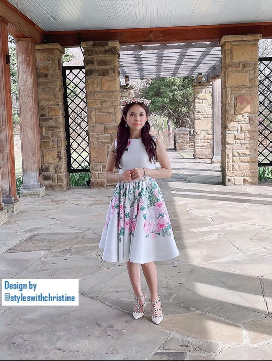 Audrey Dress in Rose Bloom Taffeta - Shop women style vintage, Audrey Hepburn jackets online -Christine