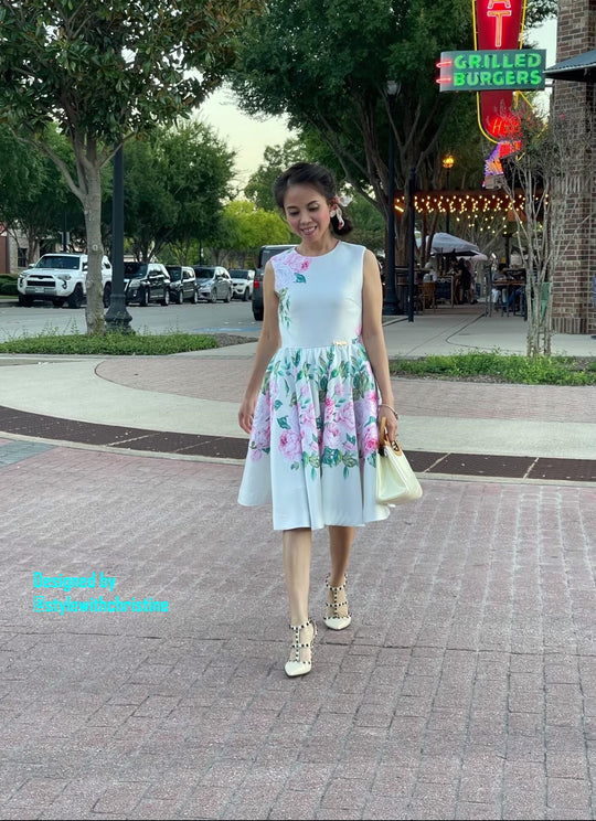 Audrey Dress in Rose Bloom Taffeta - Shop women style vintage, Audrey Hepburn jackets online -Christine