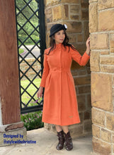 Load image into Gallery viewer, Audrey coat in Tweed patterns Orange  free matching pink dress size XS
