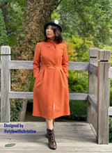 Load image into Gallery viewer, Audrey coat in Tweed patterns Orange  free matching pink dress size XS
