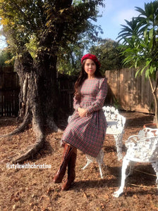 Loren Dress in Autumn Plaid Checkered size S - Shop women style vintage, Audrey Hepburn jackets online -Christine
