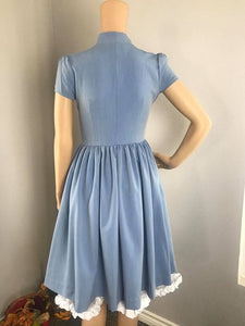 Kate Dress in Solid Blue Jean Cotton size S - Shop women style vintage, Audrey Hepburn jackets online -Christine